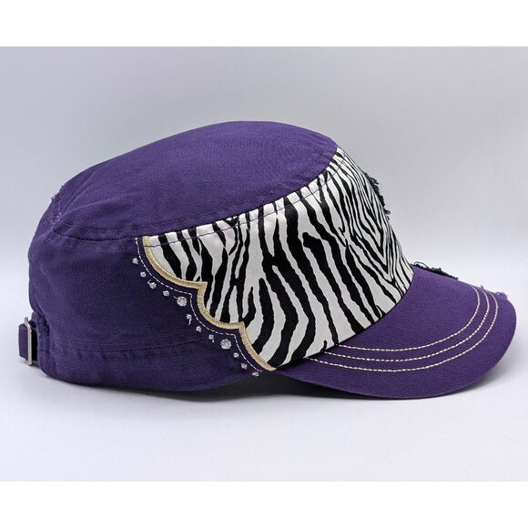 KBETHOS Womens Military Cadet Cap Distressed Strap Back Jesus Cross Bling Hat - Picture 3 of 5